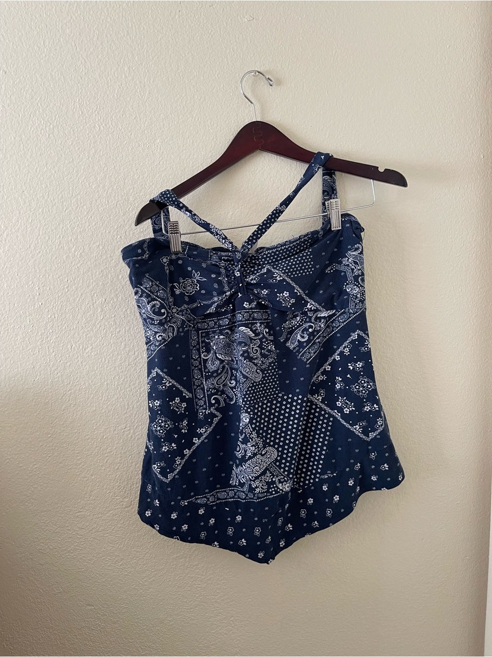 Women’s Navy Bandana Print Tie Halter